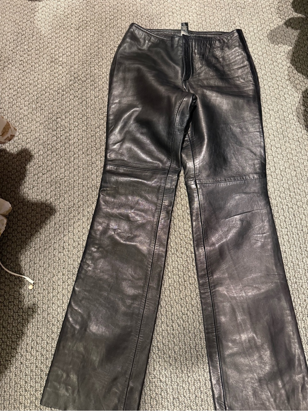 Banana Republic Black Leather Wide-Leg Jeans